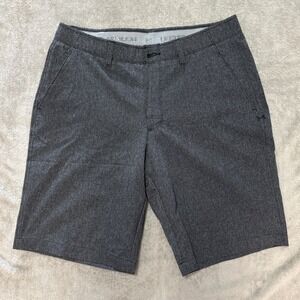 Under Armour Men Gray HeatGear Golf Shorts Size 34 Flat Front Performance